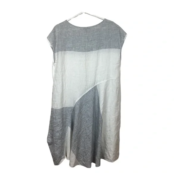 OSKA Linen Midi Dress White Gray #510 - Picture 2 of 8